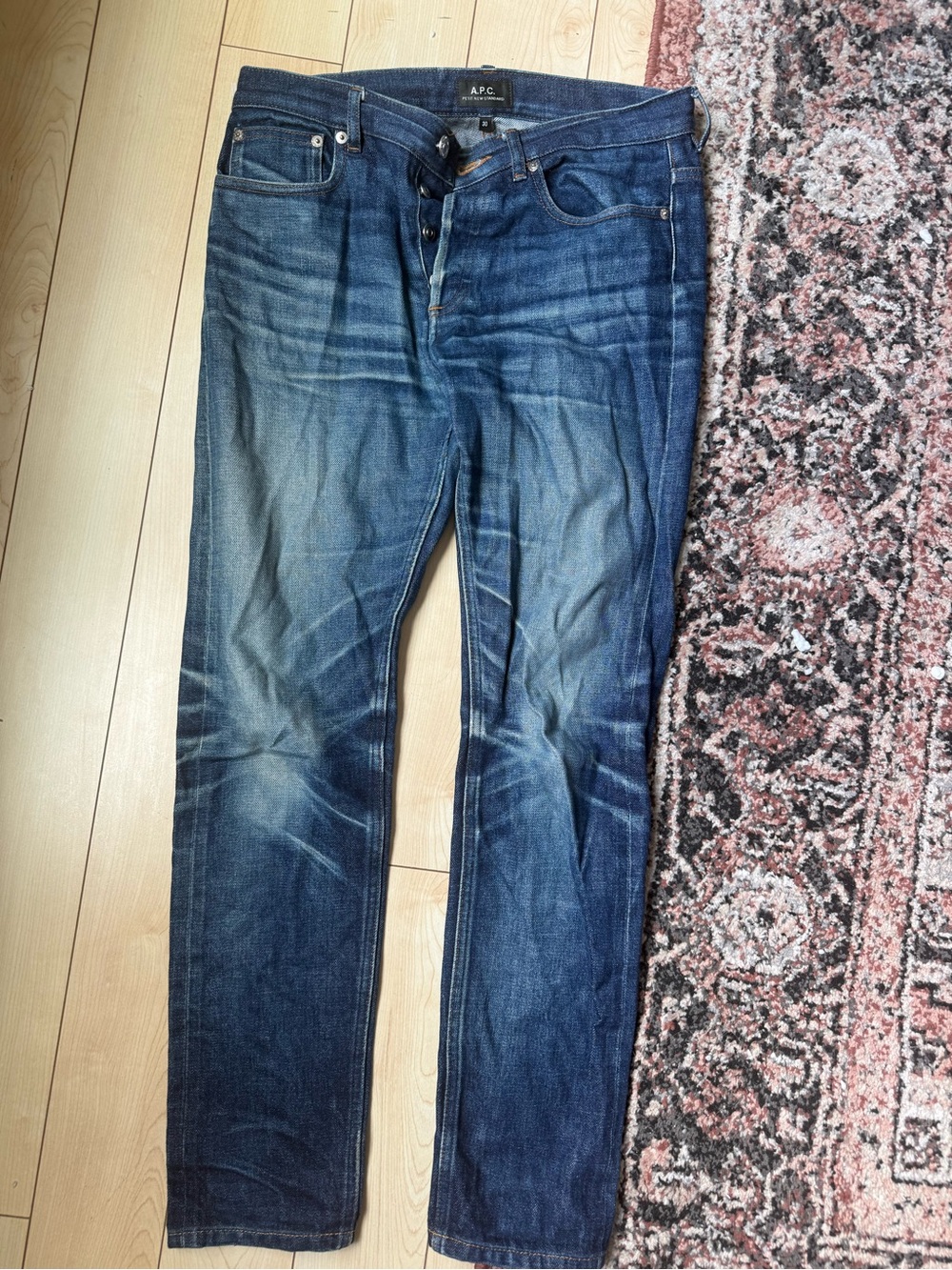 A.P.C. Men's Raw Selvedge Indigo Slim Jeans - Dark Blue 30x30